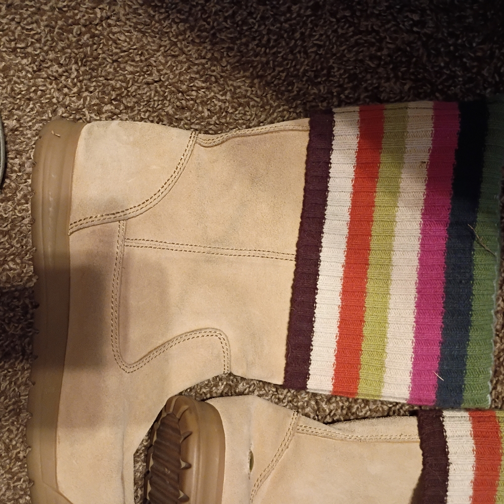 Colorful Striped Womens Coach Boots - Picture 5 of 8